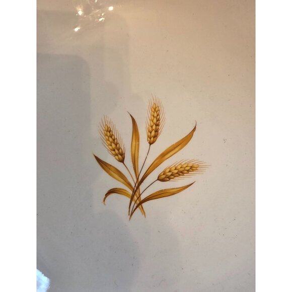 Vintage Homer Laughlin Golden Wheat Pattern Serving Bowl Gold Trim 9" MCM - Picture 3 of 6